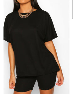 Black Oversized T-Shirt Set